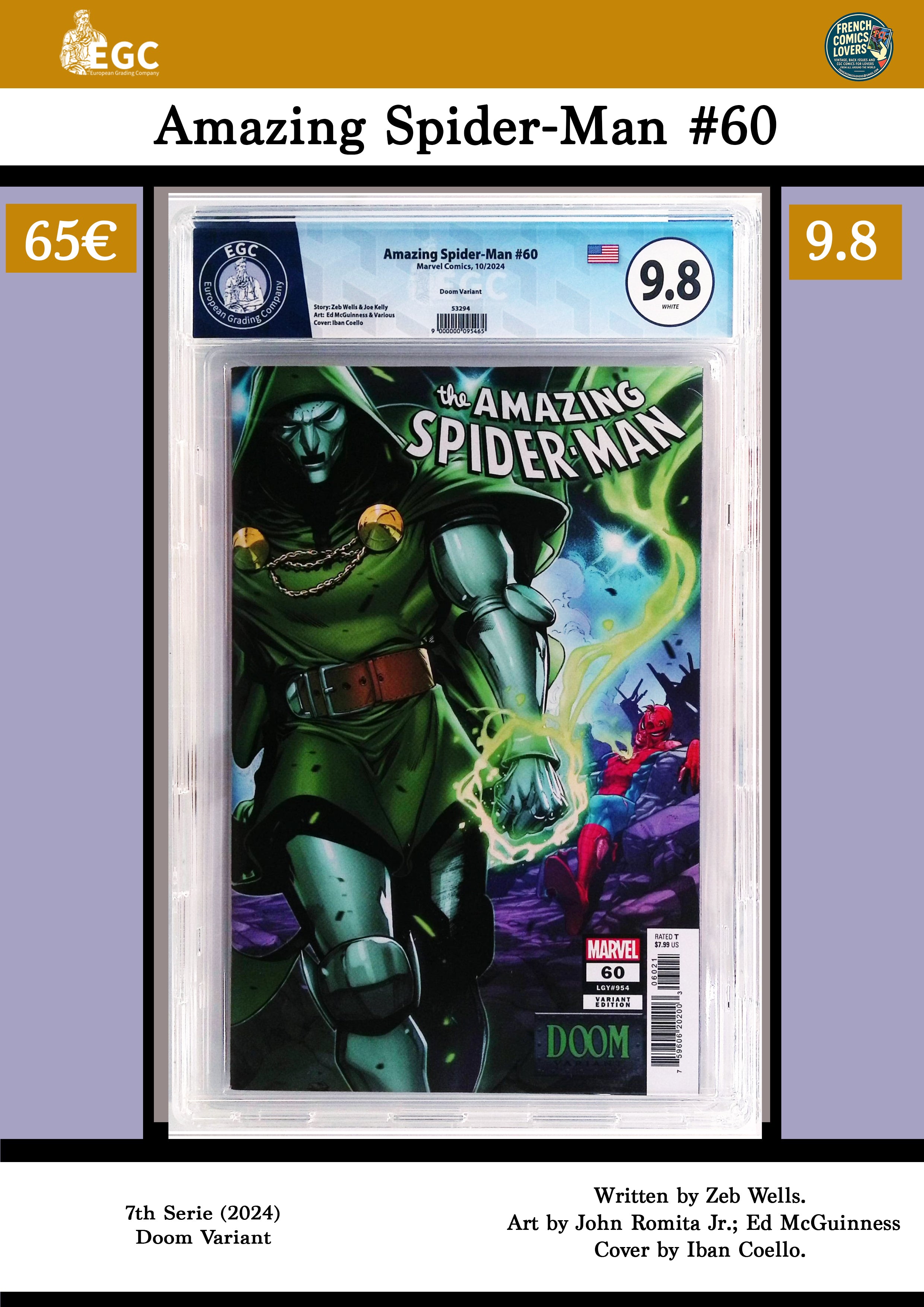 Spider-Man #60 (2024) Doom variant EGC 9.8 – French Comics Lovers