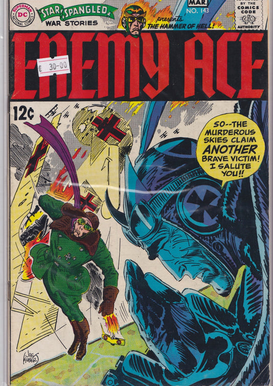 Star Spangled War Stories #143 (1969)  Enemy Ace Joe Kubert iconic anti hero Fine