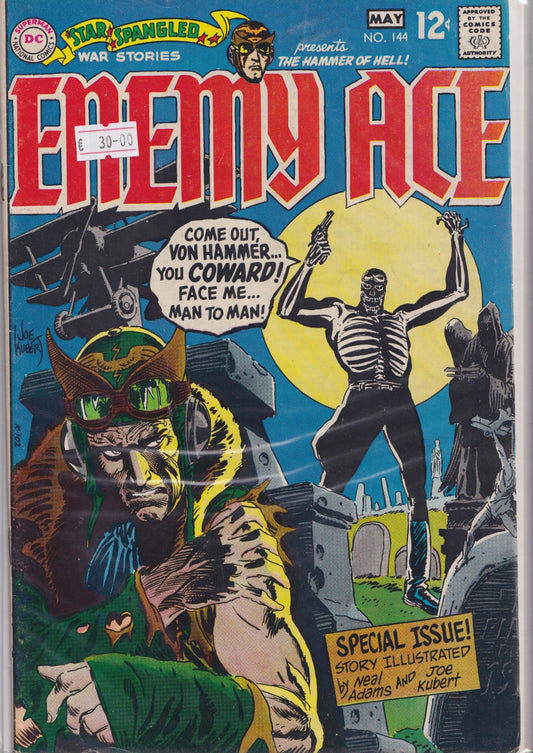 Star Spangled War Stories #144 (1969)  Enemy Ace Neal Adams art Joe Kubert iconic anti hero Fine