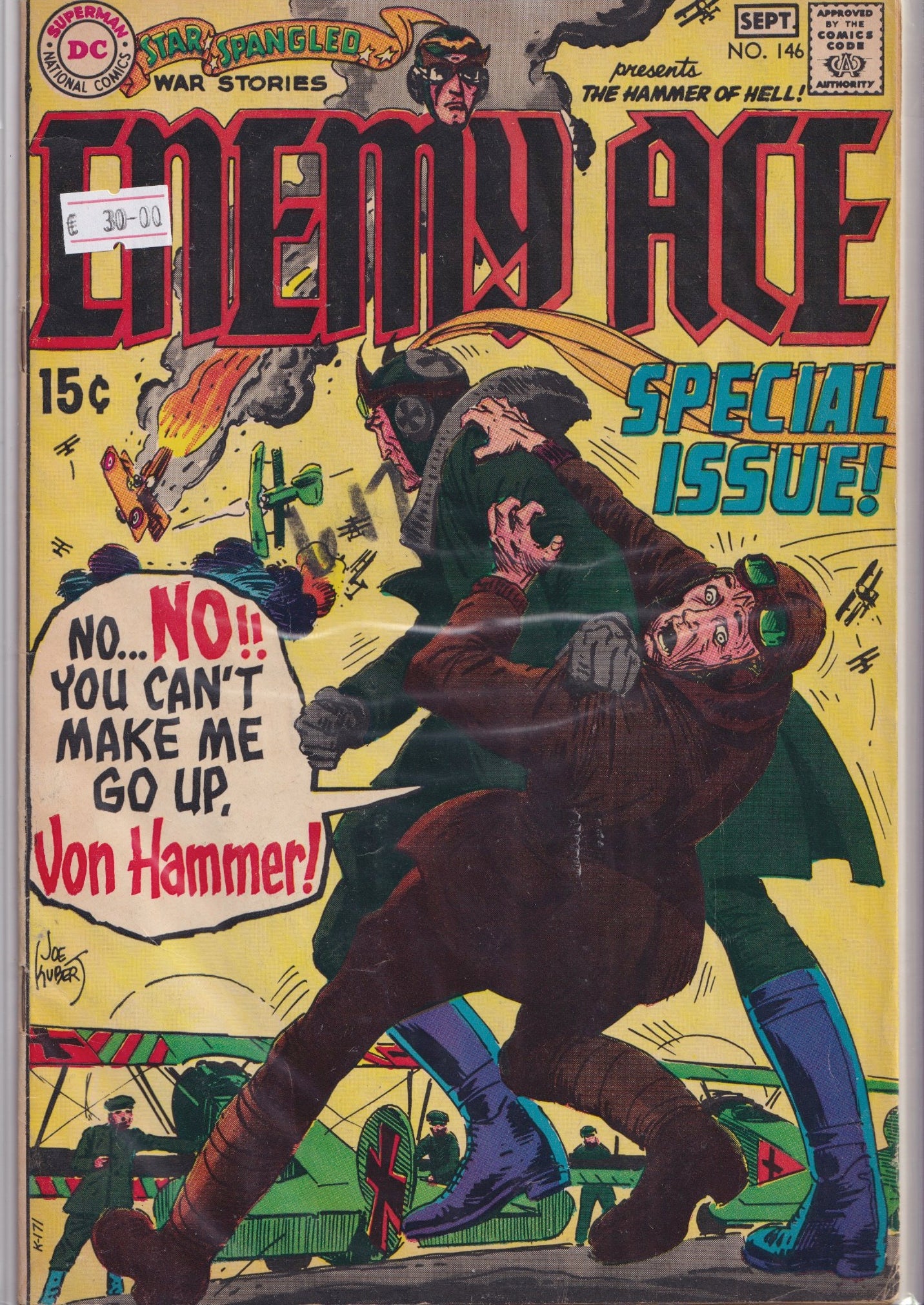 Star Spangled War Stories #146 (1969)  Enemy Ace Joe Kubert iconic anti hero Fine