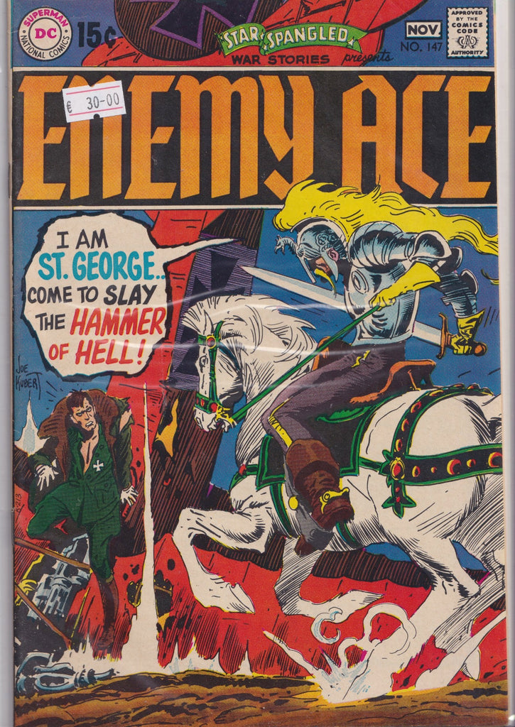 Star Spangled War Stories #147 (1969)  Enemy Ace Joe Kubert iconic anti hero Fine