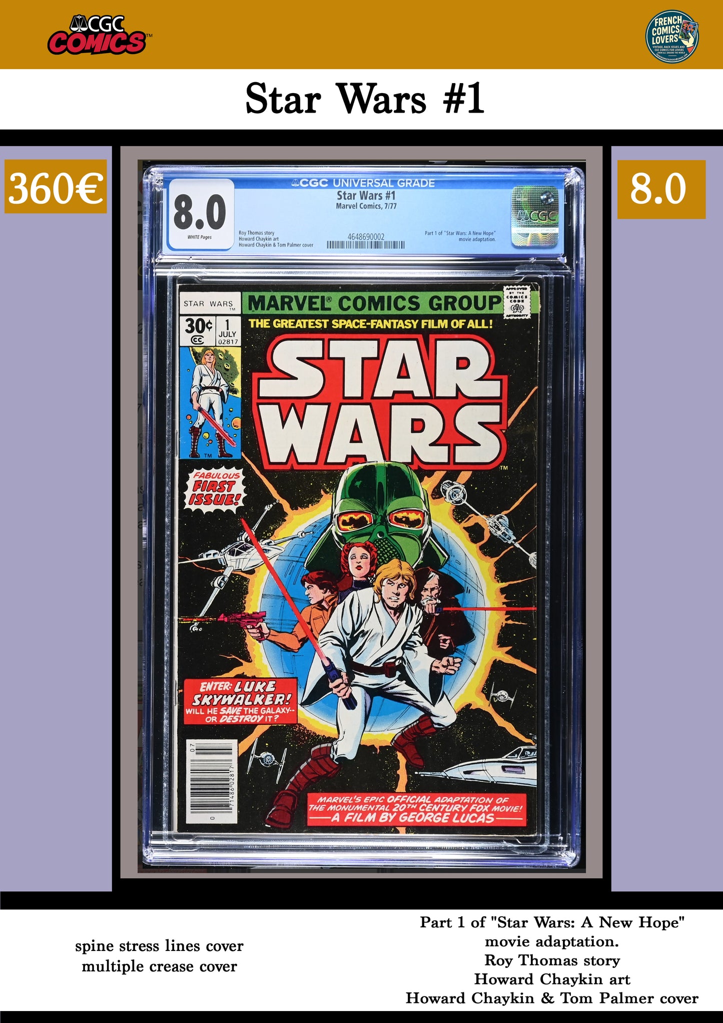 Star Wars #1 (1977) A new Hope CGC 8.0
