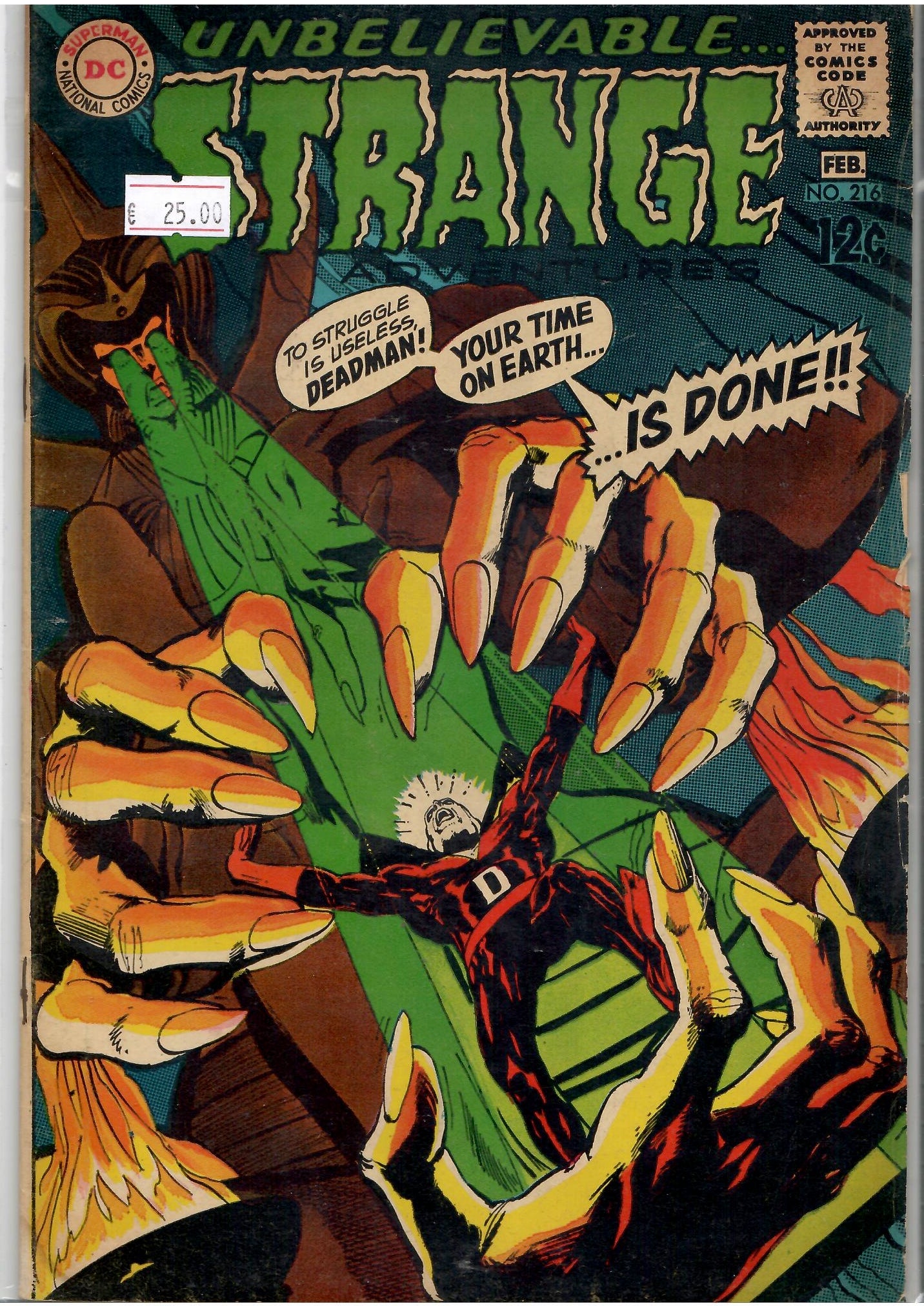Strange Adventures #216(1969) Deadman Neal Adams art Vg+