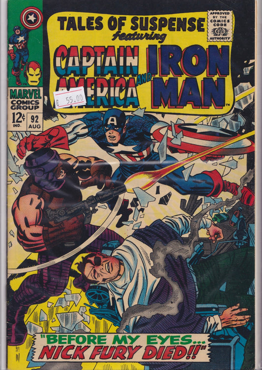 Tales of Suspense #92 (1967) Captain America /Iron Man Fine+