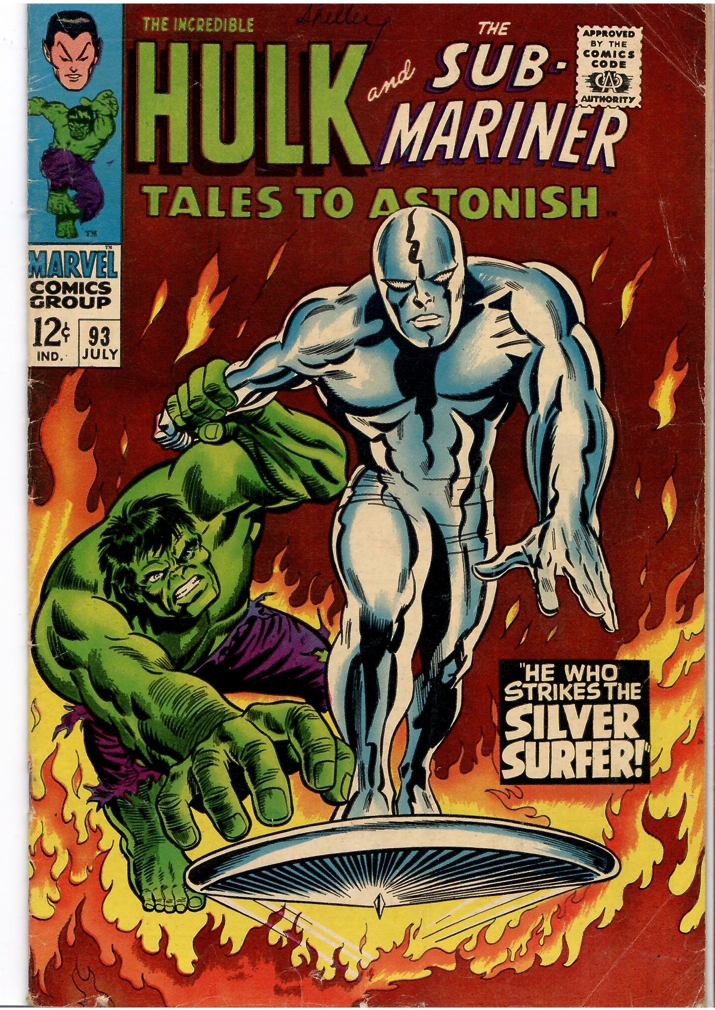 Tales to Astonish #93 (1967) Key  Classic Hulk vs Silver Surfer Good