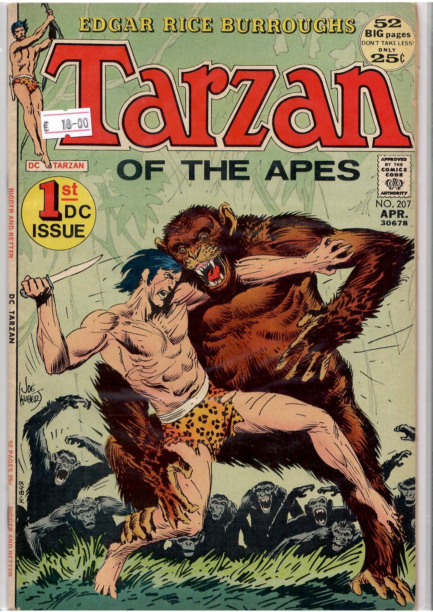 Tarzan #207 (1972)1° Dc Kubert  art Very Fine