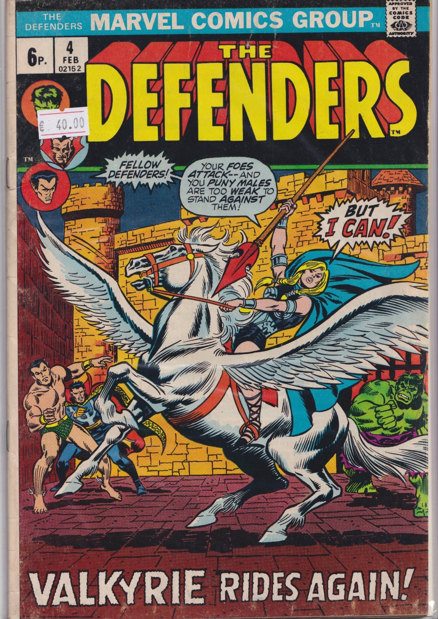 The Defenders #4 (1973) key issue 1° Valkyrie Fine-
