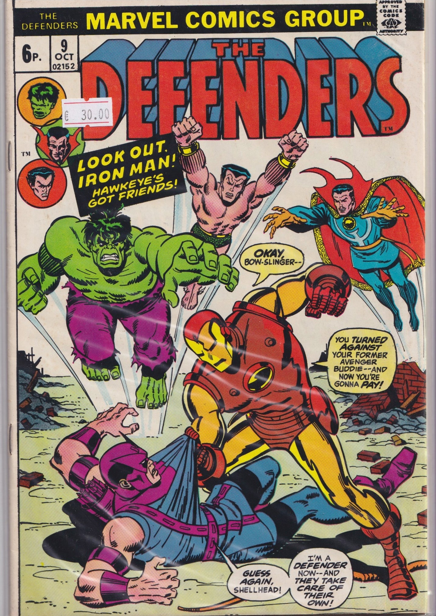 The Defenders #9 (1973) Avengers /Defenders crossover Very Fine