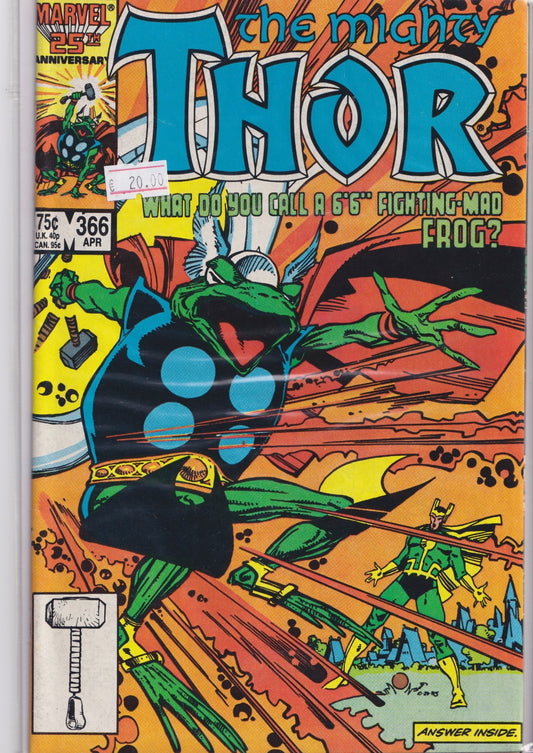 Thor #366 (1986) Thor Frog Very Fine 