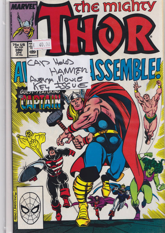Thor #390 (1988) Cap holds hammer!  Very Fine