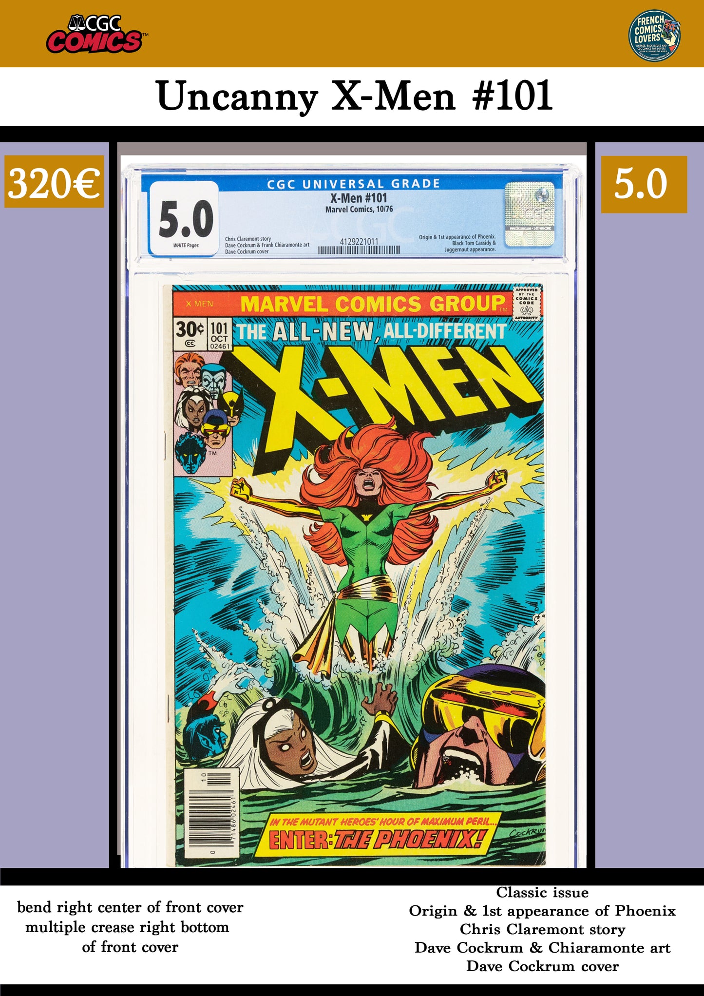 Uncanny X-Men #101 (1976)  Key issue 1° Phoenix CGC 5.0