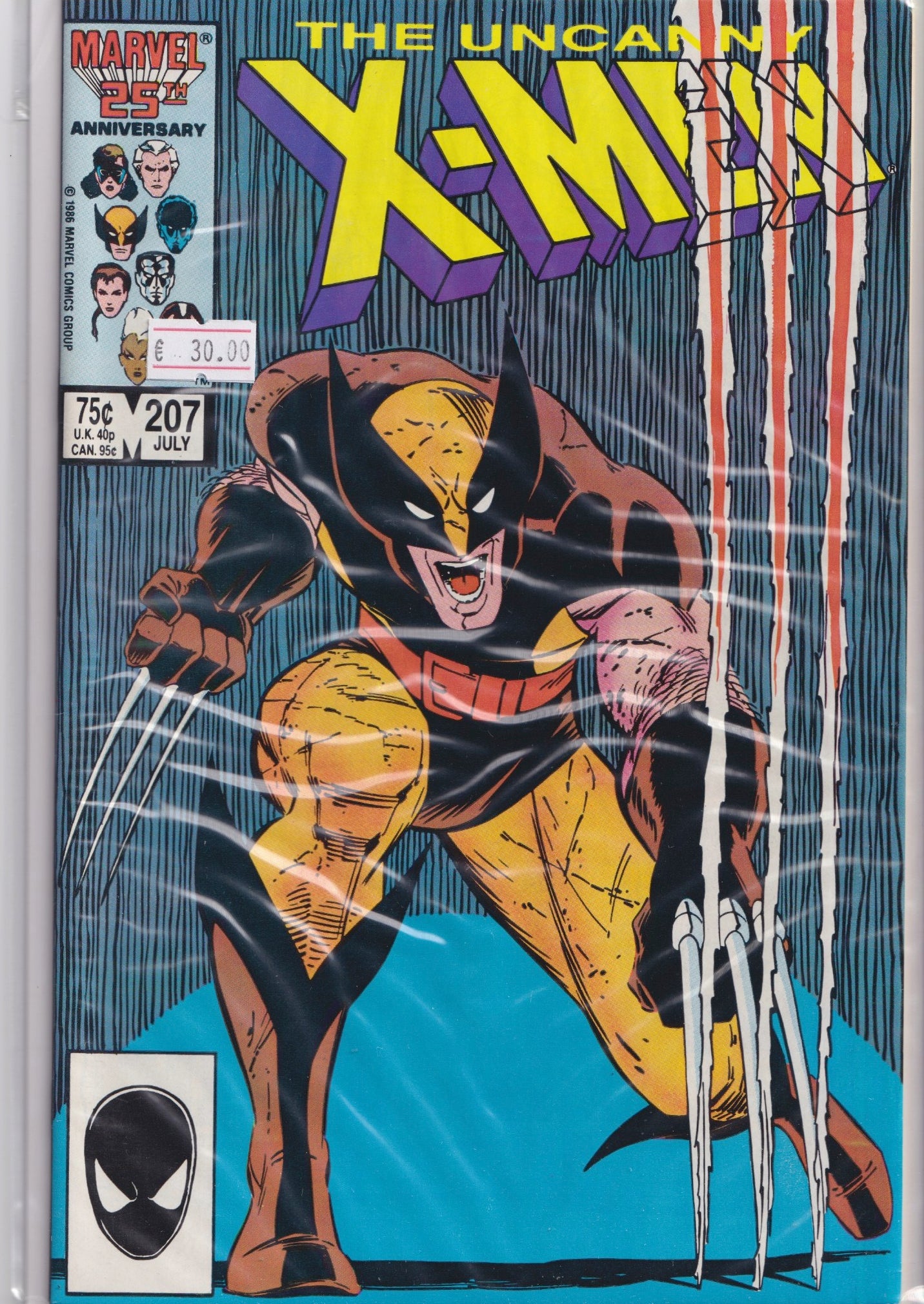 Uncanny X-Men #207 (1986) Wolverine cover Very Fine