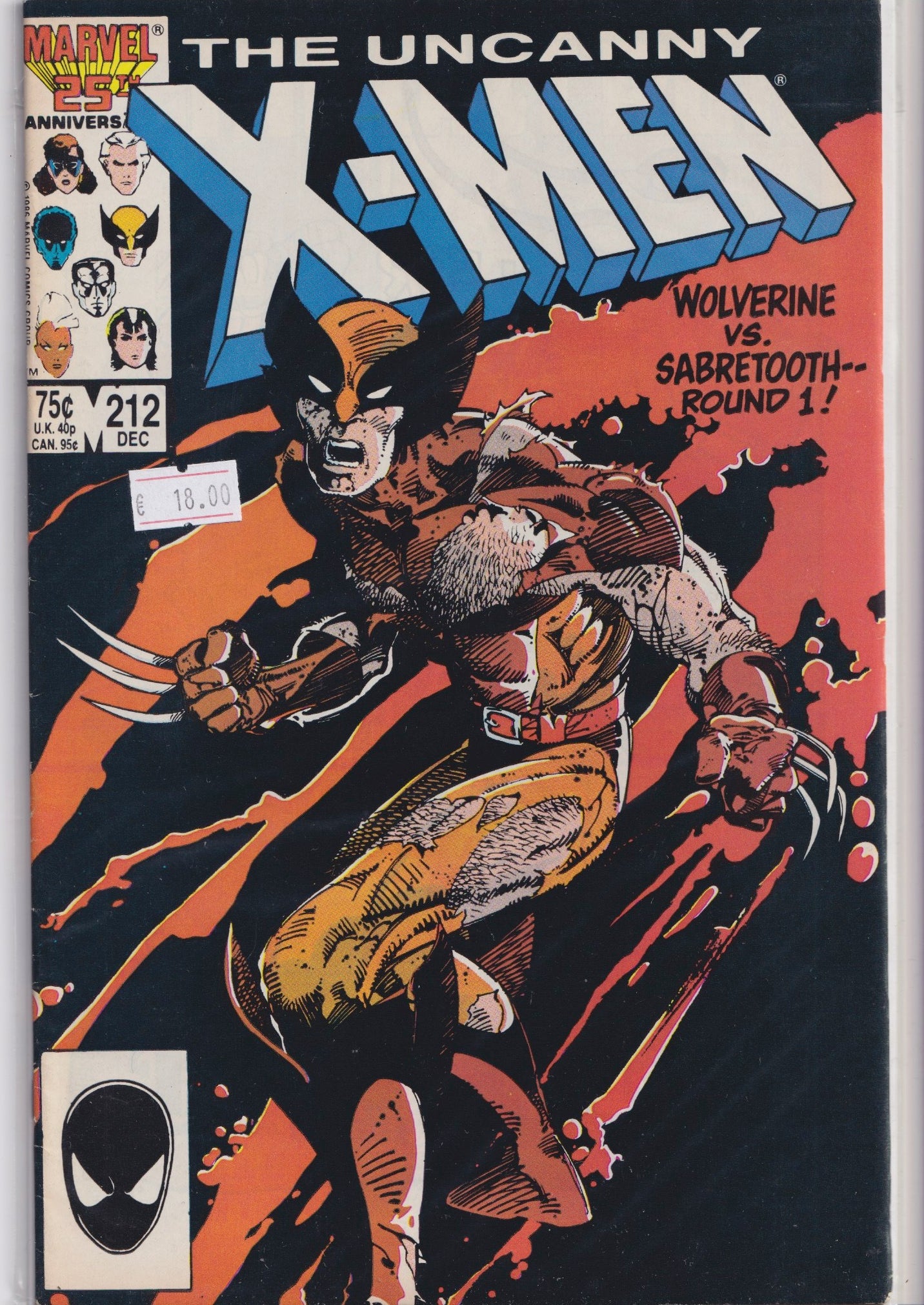 Uncanny X-Men #212 (1986) Mutant Massacre tie-in Very Fine