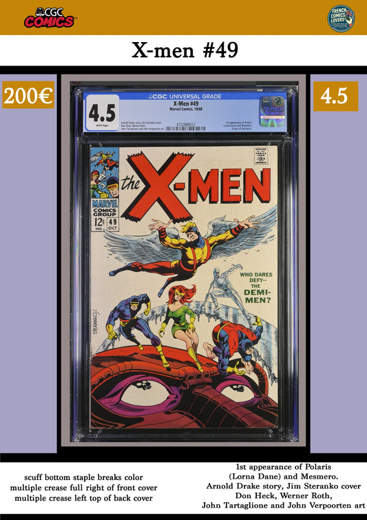 X-men #49 (1968)  1° Lorna Dane Steranko cover CGC 4.5 FCL