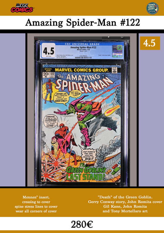 Amazing Spider-man #122 (1973) Key issue Classic cover CGC 4.5 - French Comics Lovers