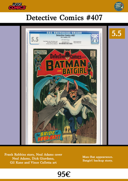 Detective comics #407 (1971) Neal Adams art CGC 5.5 - French Comics Lovers